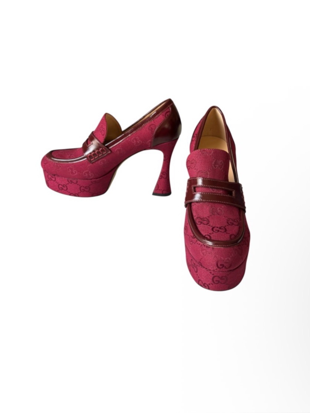 Gucci Monogram Red Heels Pumps Size 40 US 10